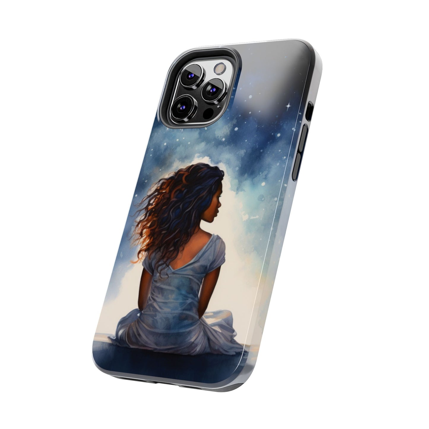 Beautiful Black Woman and Starry Night Tough Phone Case