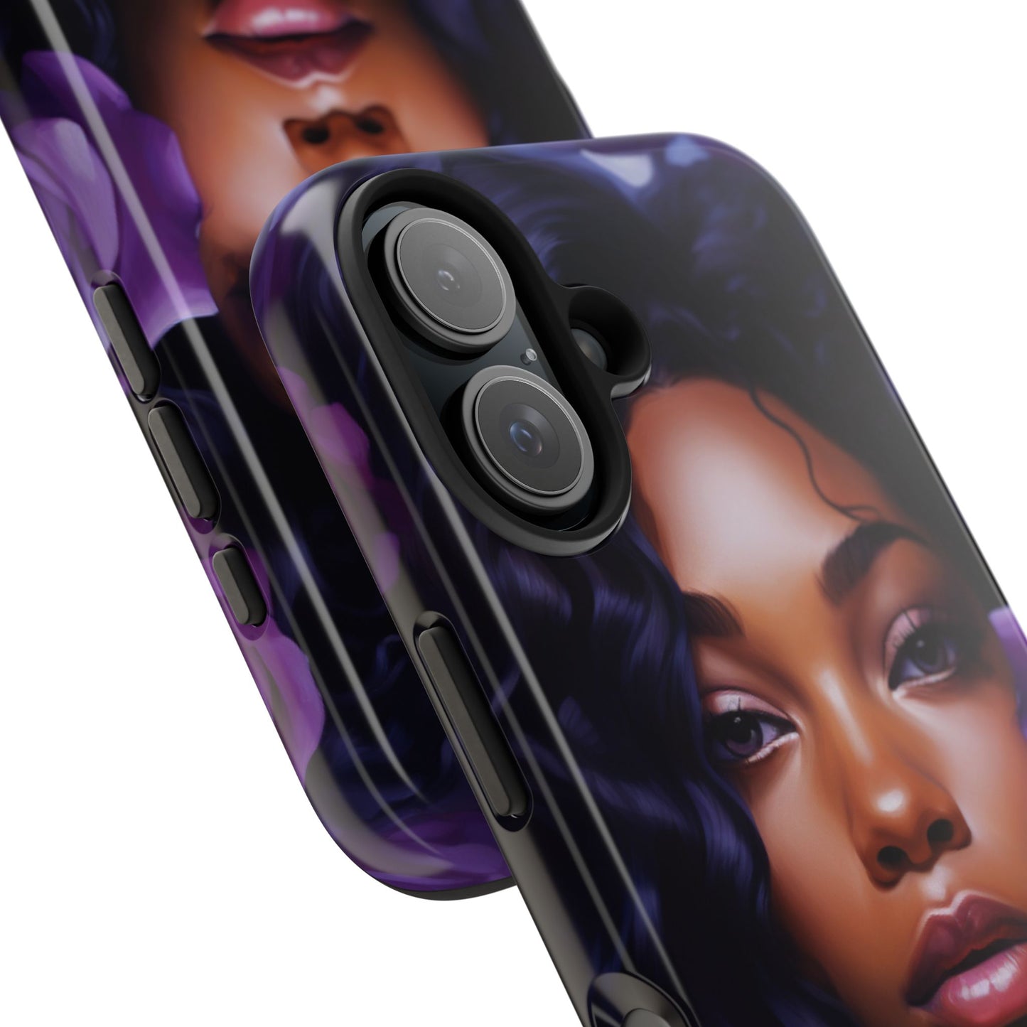Beautiful Black Woman With Purple Flowers Tough Phone Case