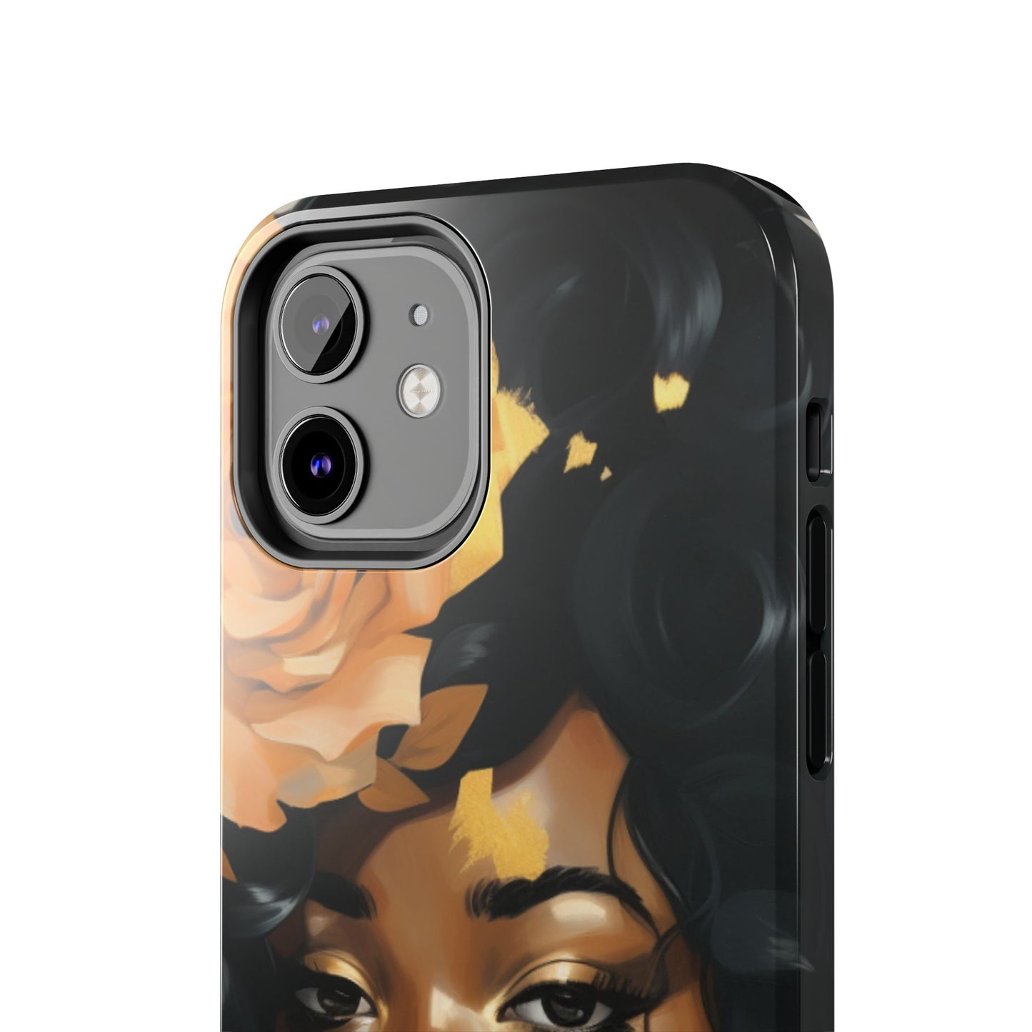 Beautiful Black Woman With Gold Flowers Tough Phone Case