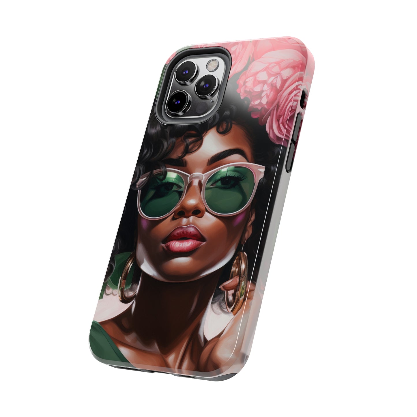 Pretty Black Woman With Pink Flowers Tough Case For iPhone  - #2