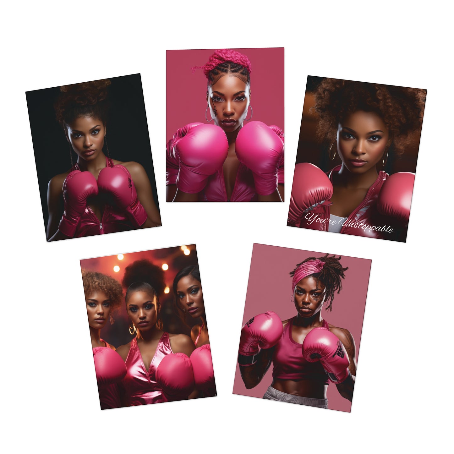 Breast Cancer Supporter/Survivor Greeting Cards (5-Pack:  included 3 - blank, 2 - support/encouragement)