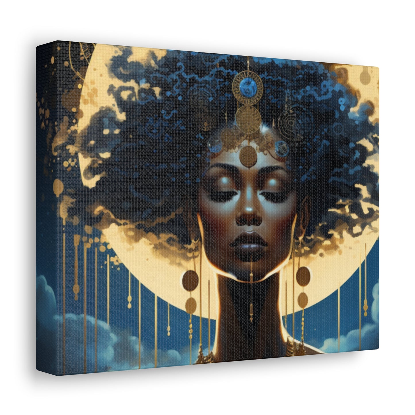Blue Futurisic Black Woman Canvas Wrap