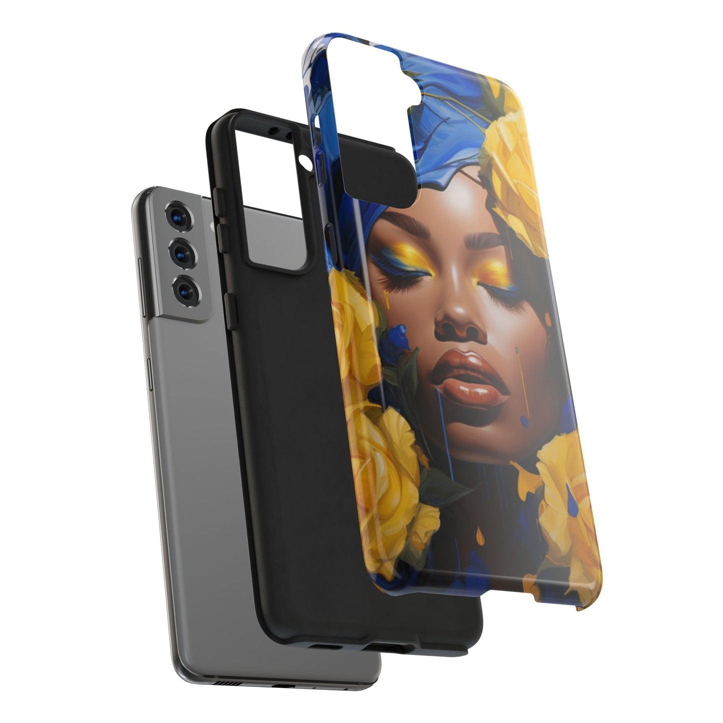 Stunning in Blue and Gold Beautiful Black Woman Tough Phone Case
