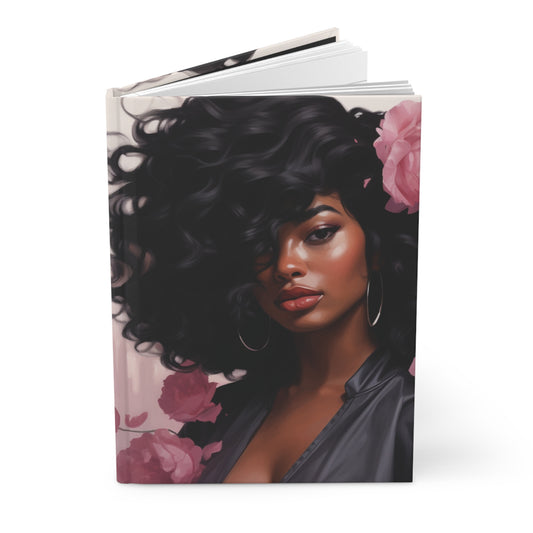 Beautiful Black Woman (Pink Flowers) Journal  | Black Art | Black Woman Art | Gratitude Journal | Self-Care | Black Owned