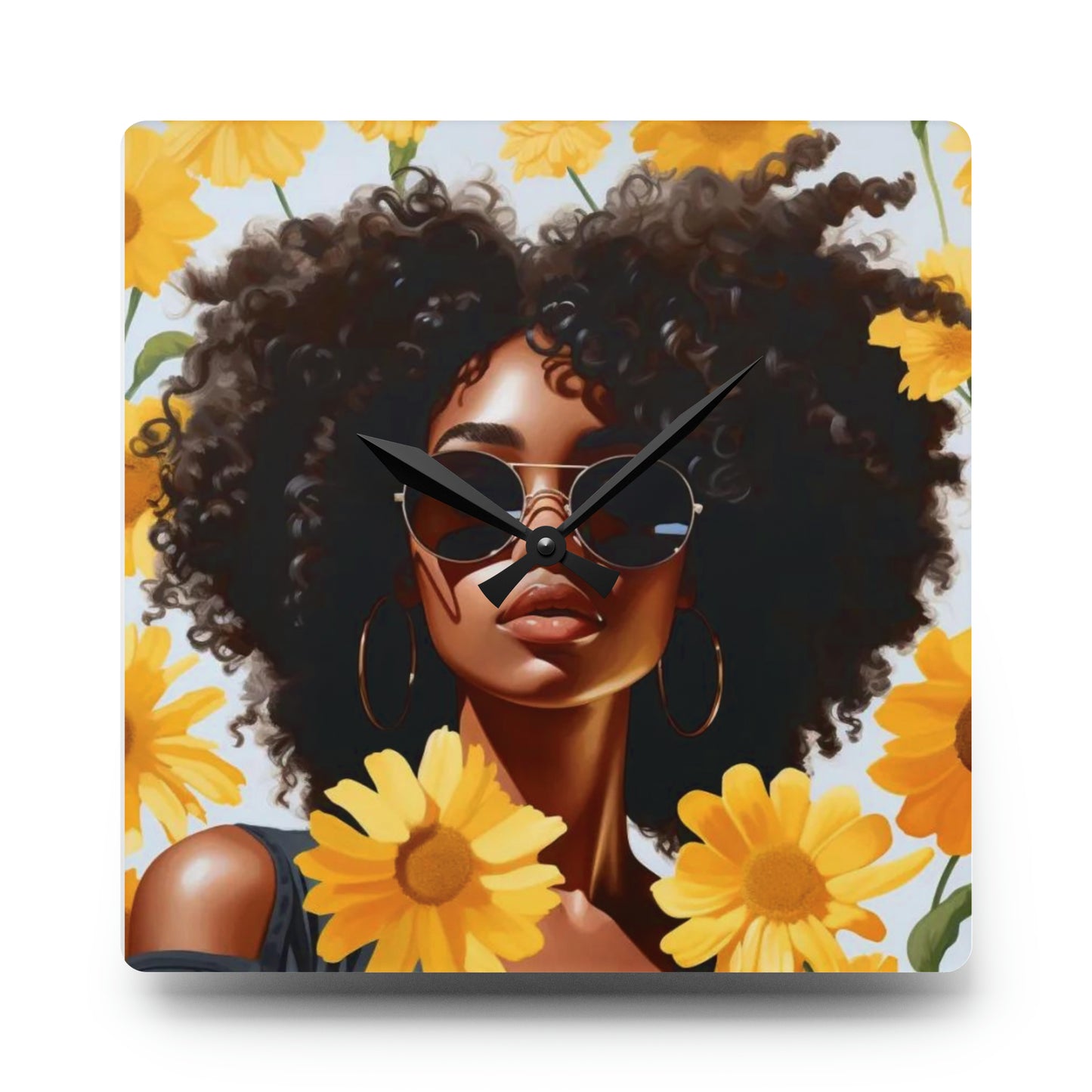 Beauty Unbound with Daisies Acrylic Wall Clock
