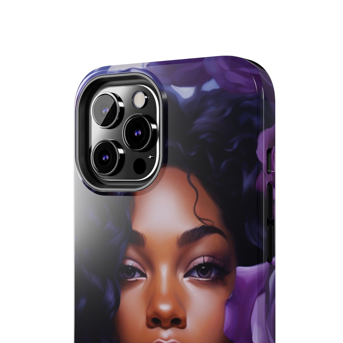 Beautiful Black Woman With Purple Flowers Tough Phone Case