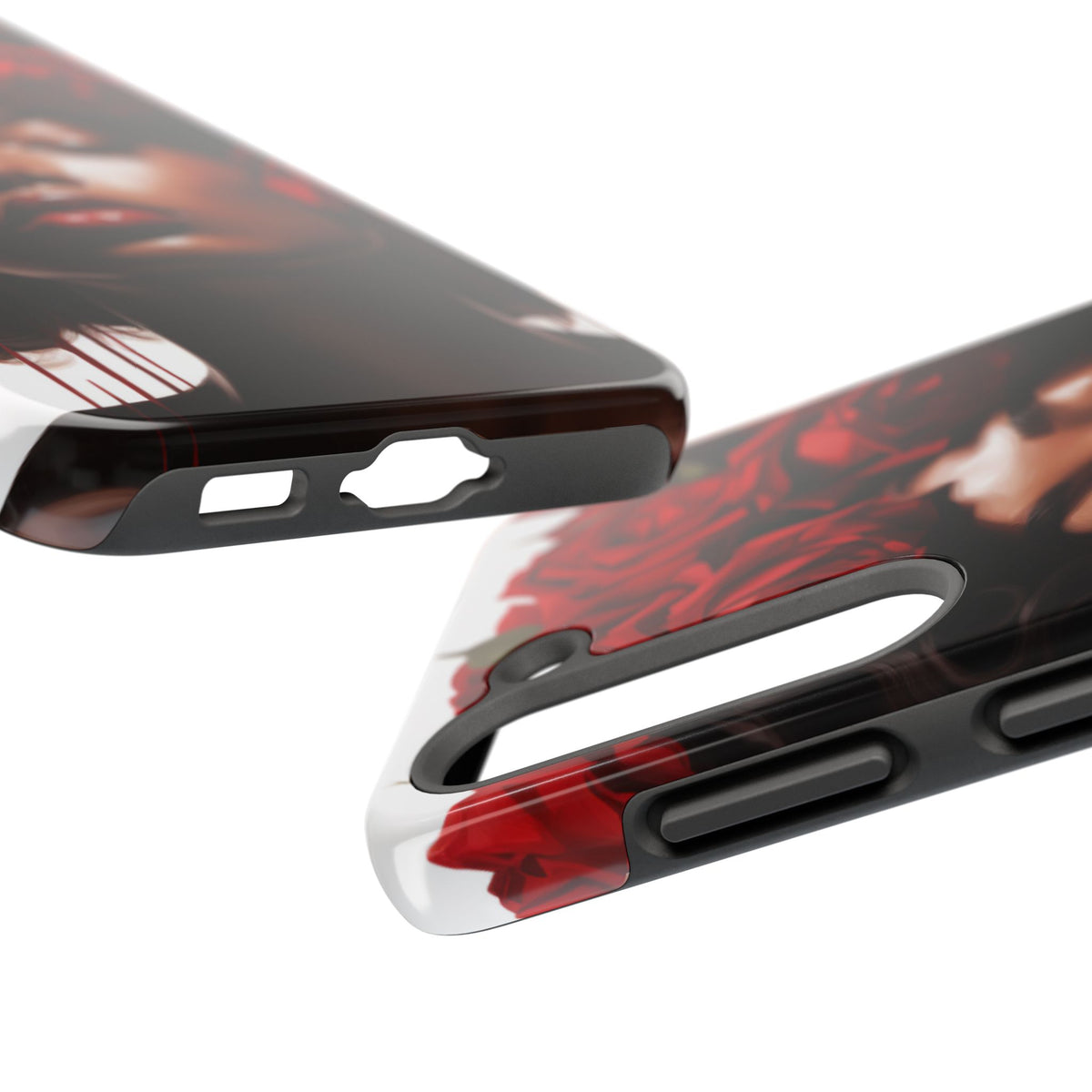 Beautiful Black Woman With Red Flowers Tough Phone Case