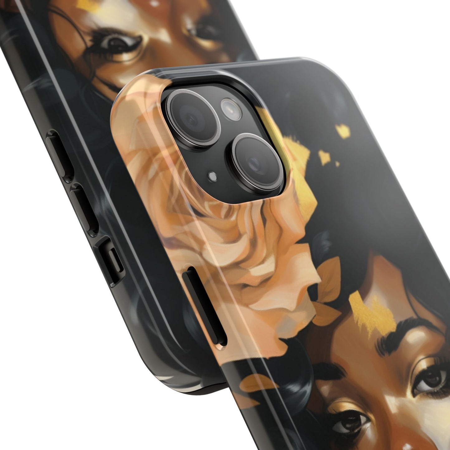 Beautiful Black Woman With Gold Flowers Tough Phone Case