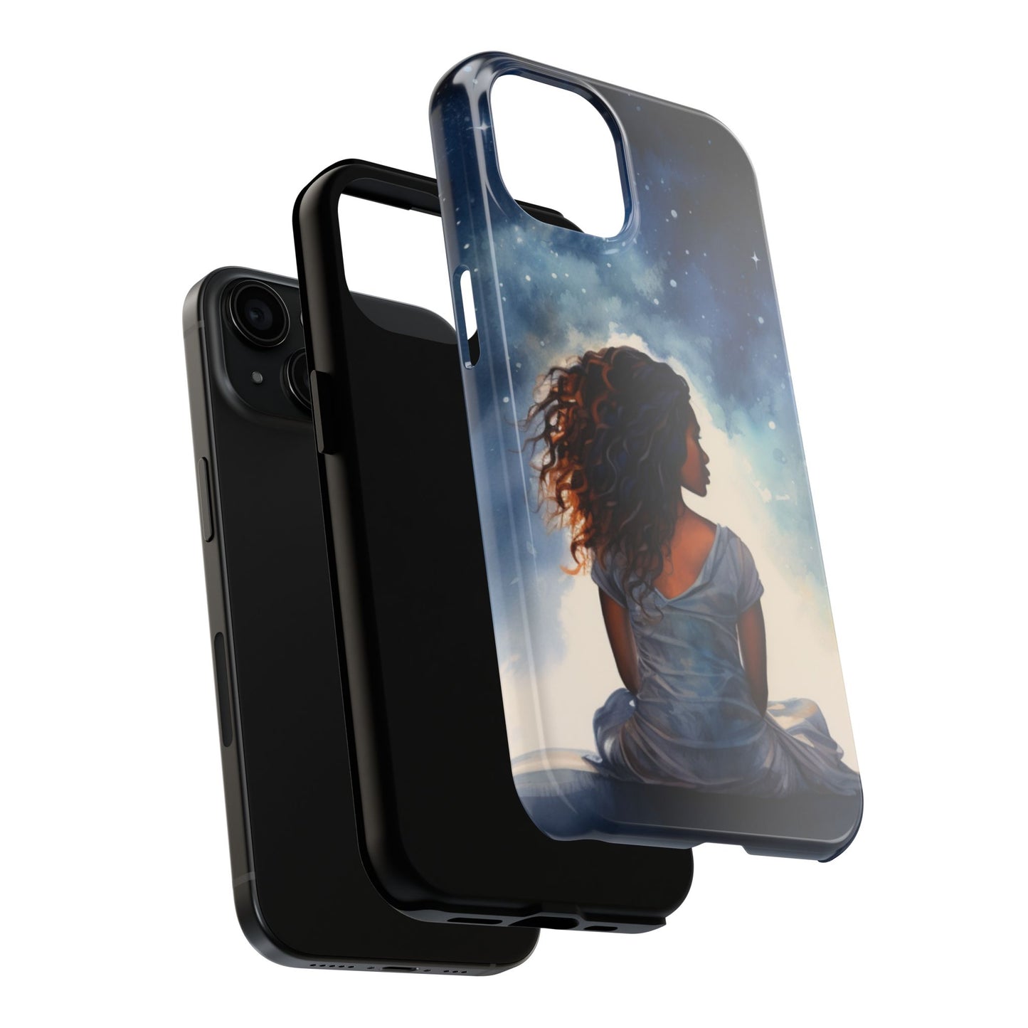 Beautiful Black Woman and Starry Night Tough Phone Case
