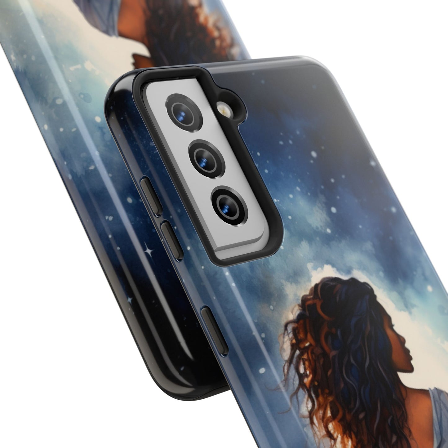 Beautiful Black Woman and Starry Night Tough Phone Case