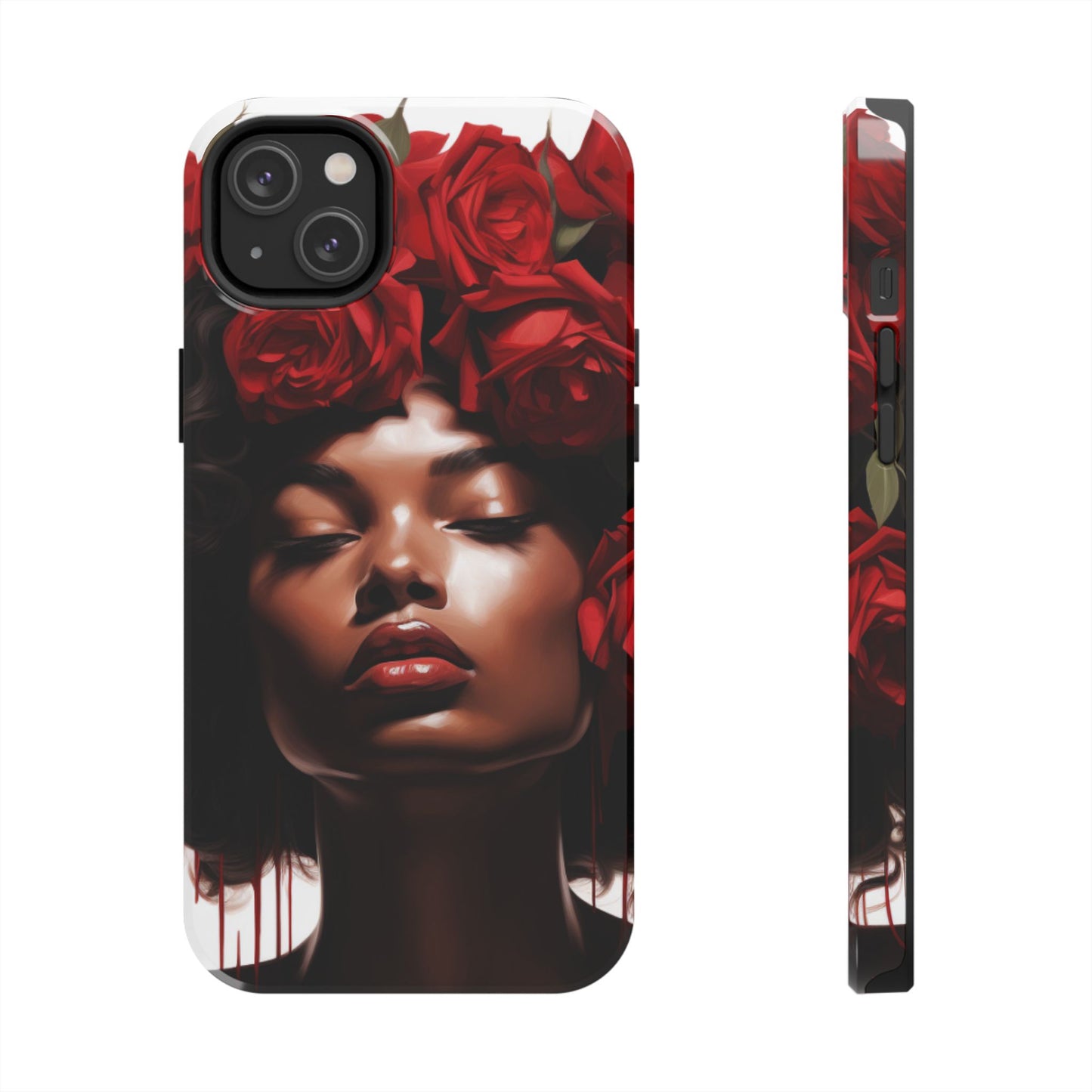 Beautiful Black Woman With Red Flowers Tough Phone Case