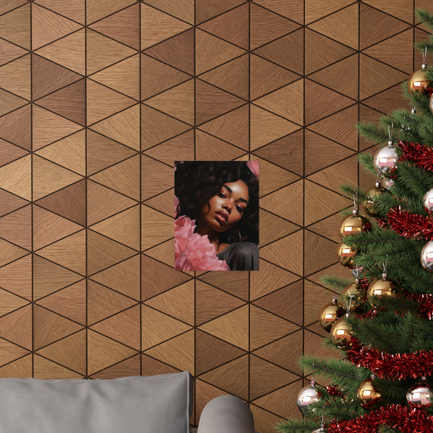 Beautiful Black Woman With Pink Flowers Vertical Poster - #1