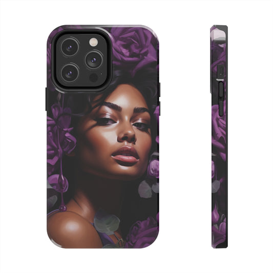 Beautiful Black Woman With Purple Flowers Tough Case For iPhone  - #2