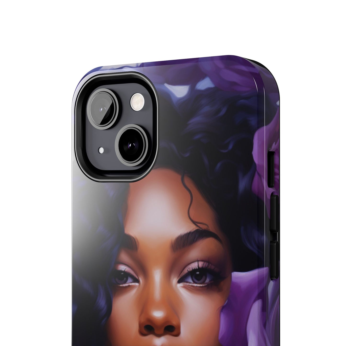 Beautiful Black Woman With Purple Flowers Tough Phone Case