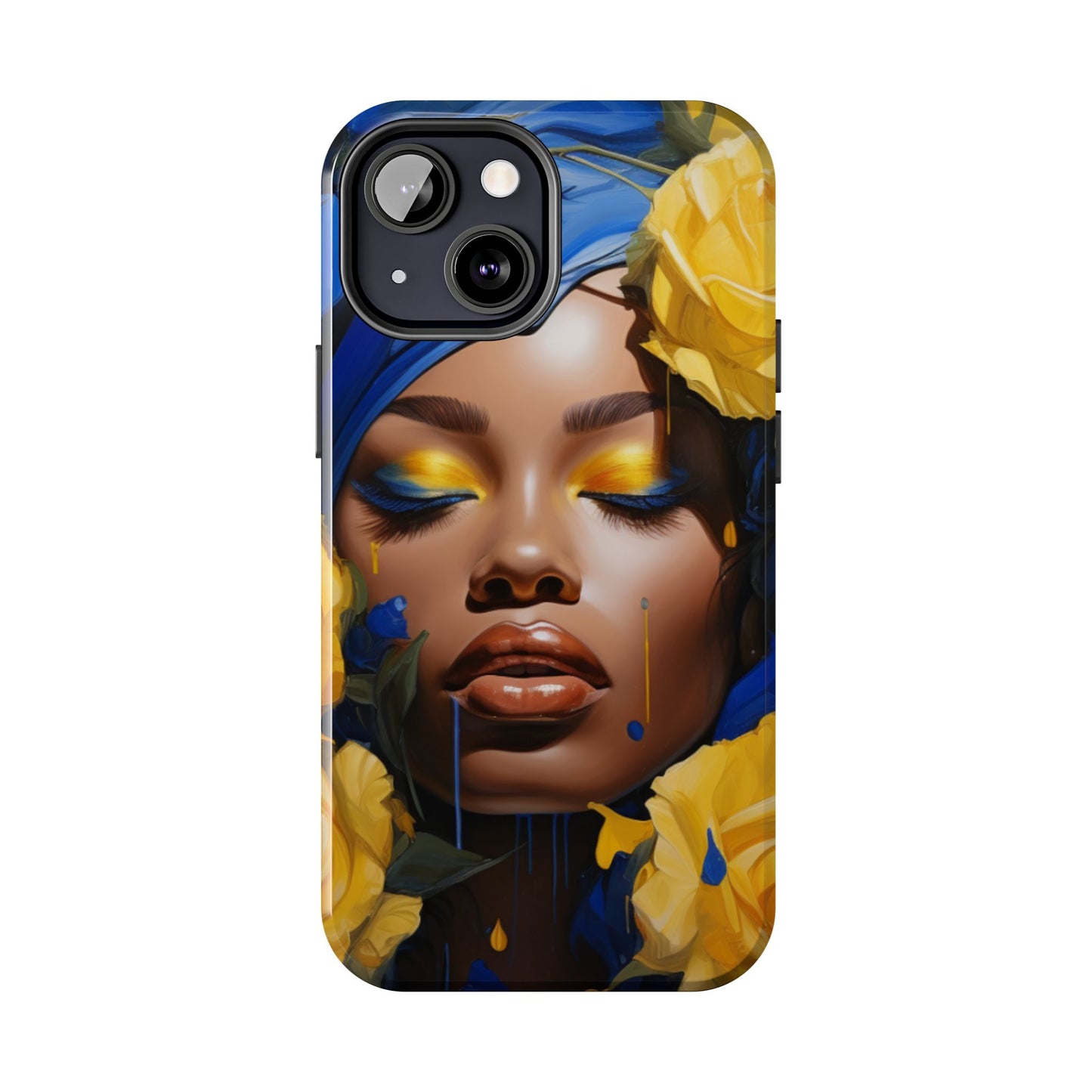 Stunning in Blue and Gold Beautiful Black Woman Tough Phone Case