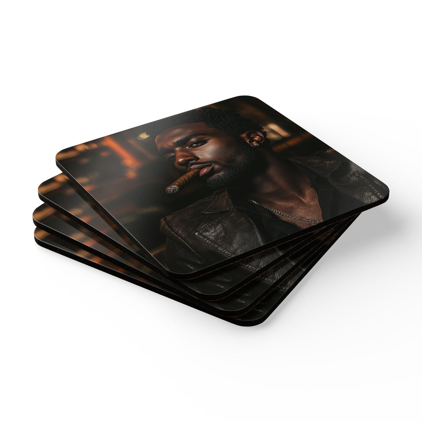 PSSITA Gentleman Corkwood Coaster Set of 4