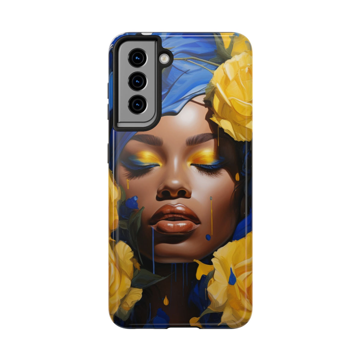 Stunning in Blue and Gold Beautiful Black Woman Tough Phone Case