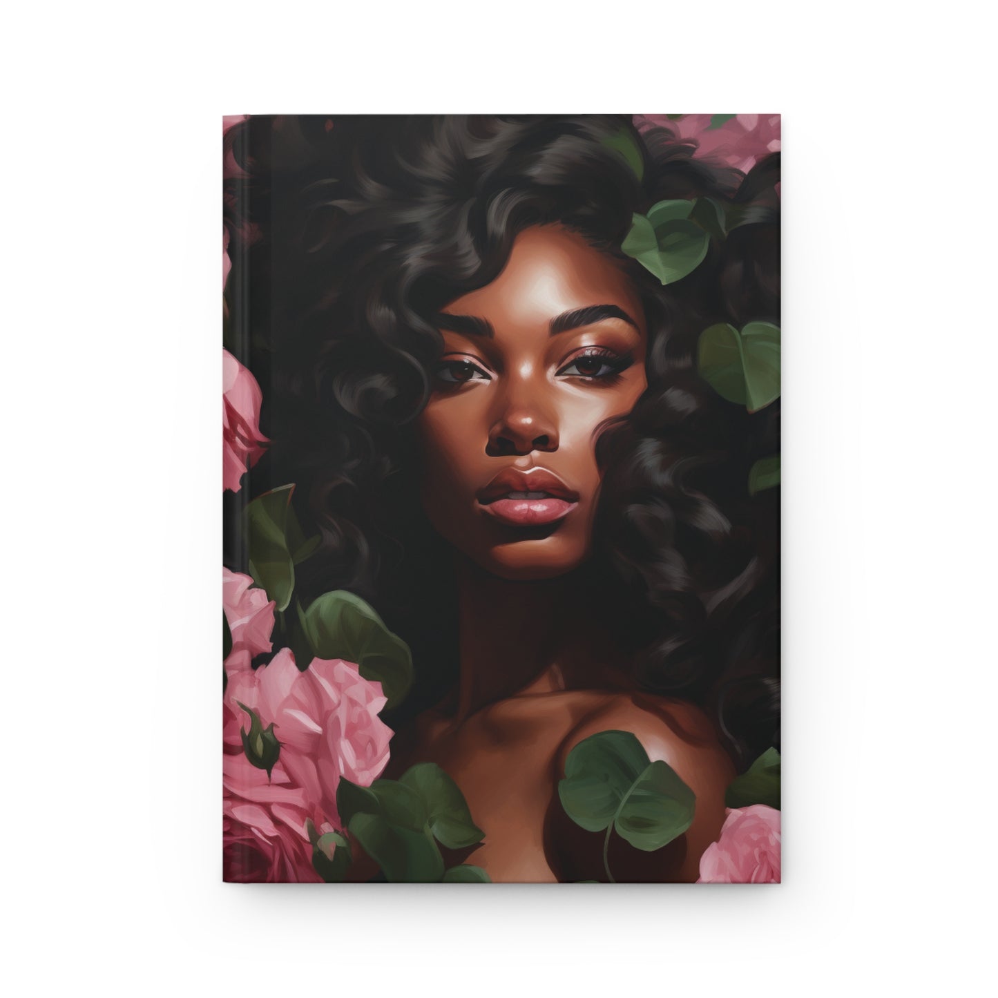Beautiful Black Woman With Pink Flowers Journal - #1