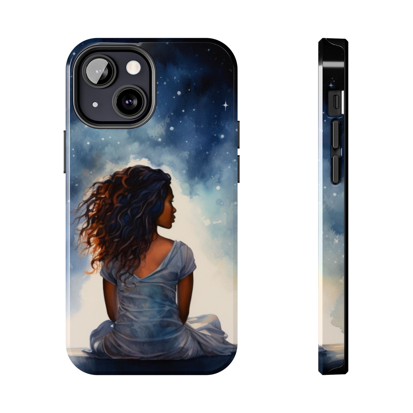 Beautiful Black Woman and Starry Night Tough Phone Case