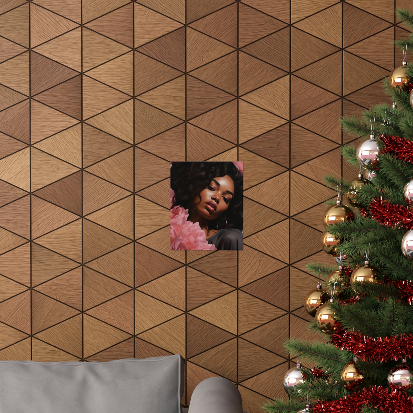 Beautiful Black Woman With Pink Flowers Vertical Poster - #1