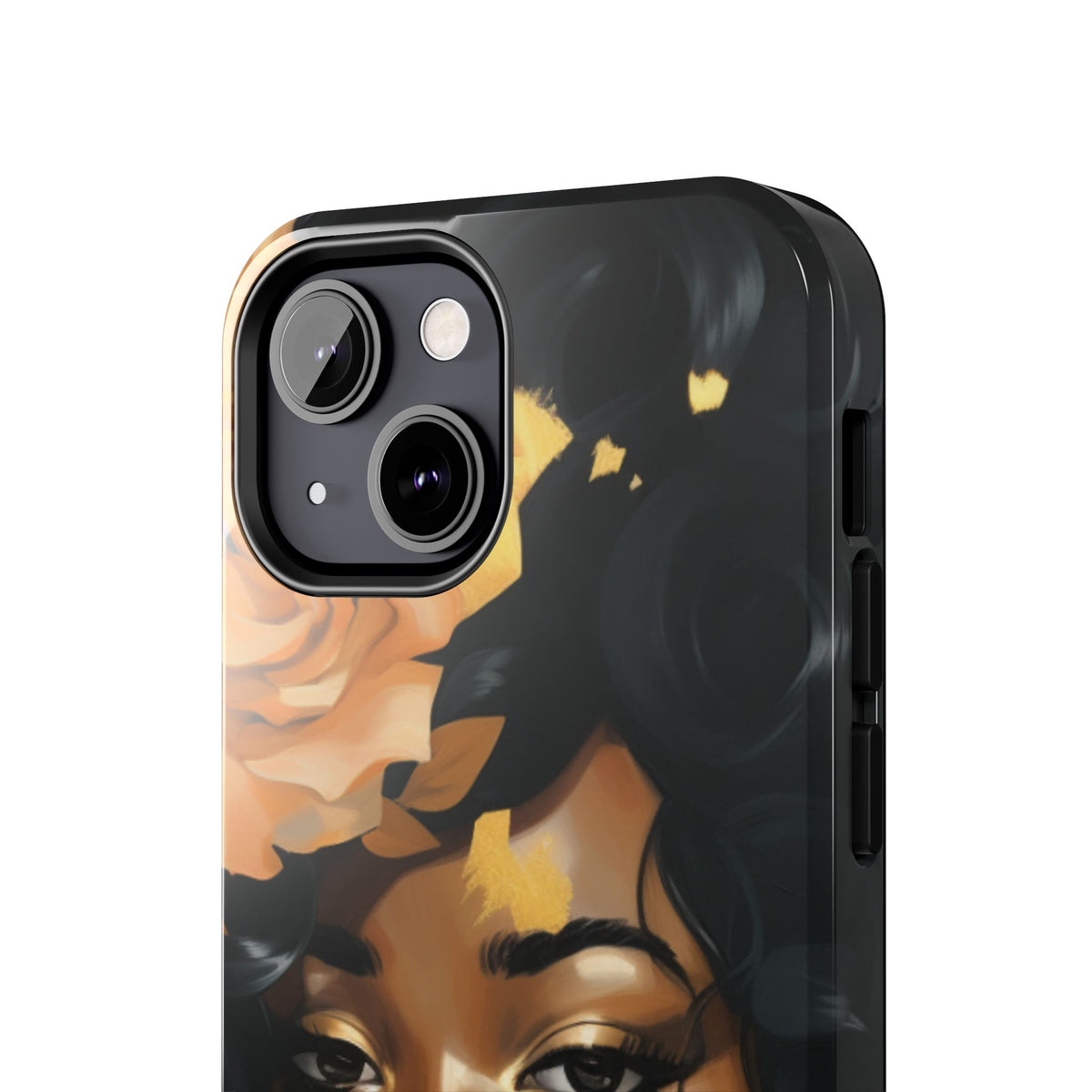 Beautiful Black Woman With Gold Flowers Tough Phone Case
