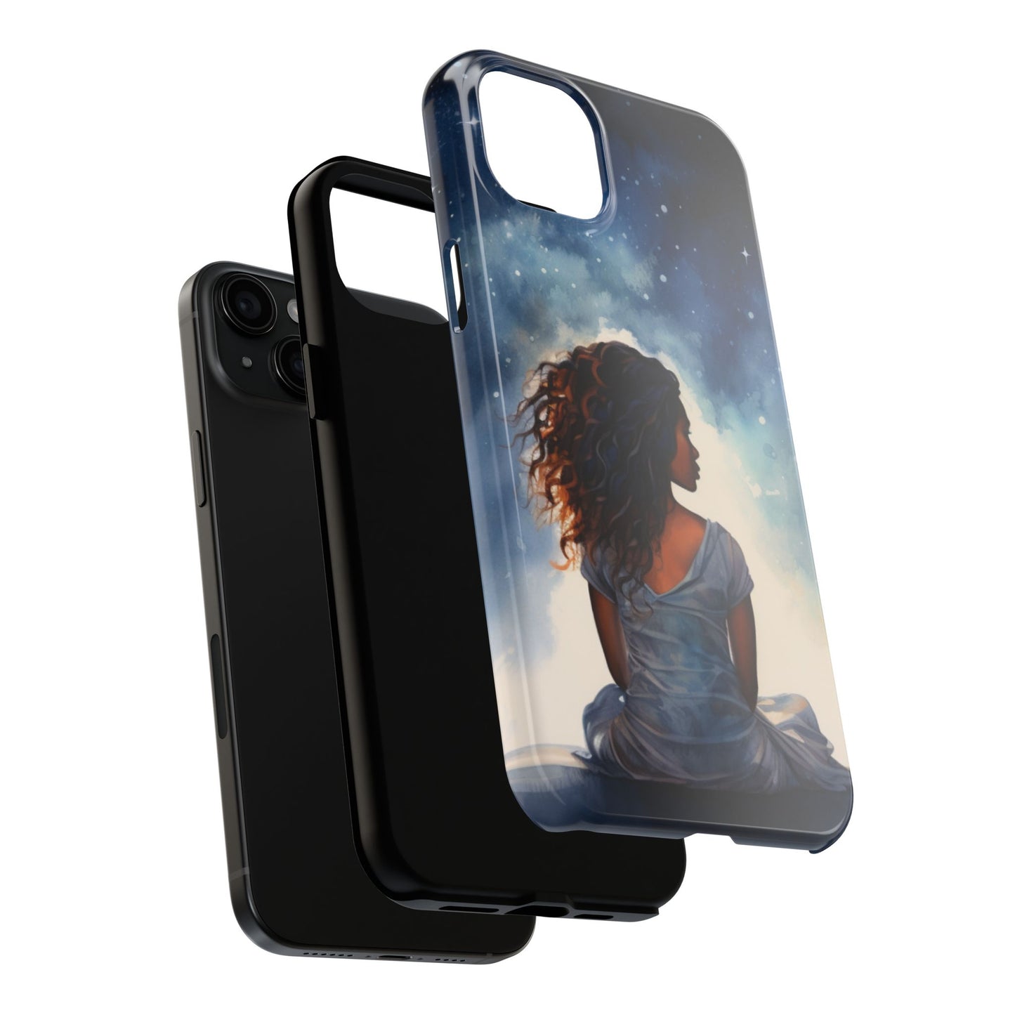 Beautiful Black Woman and Starry Night Tough Phone Case