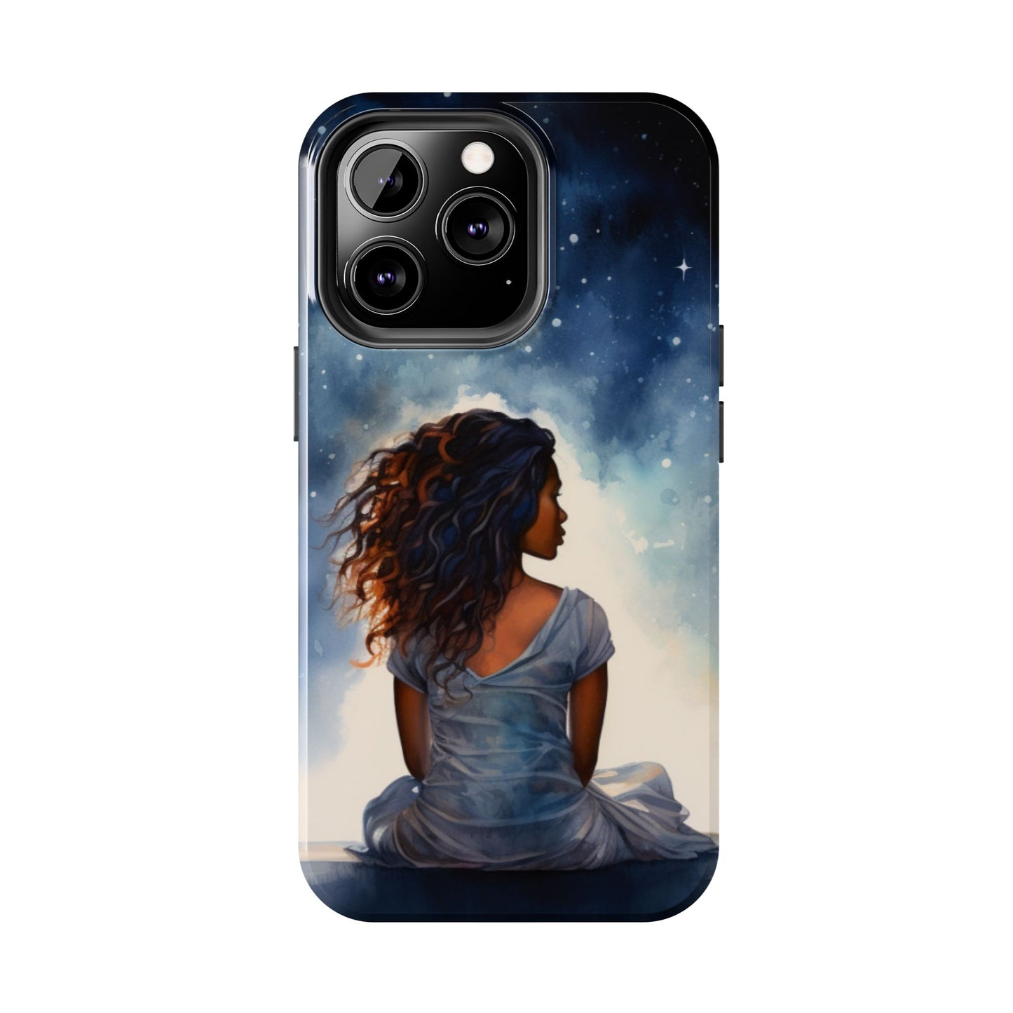 Beautiful Black Woman and Starry Night Tough Phone Case