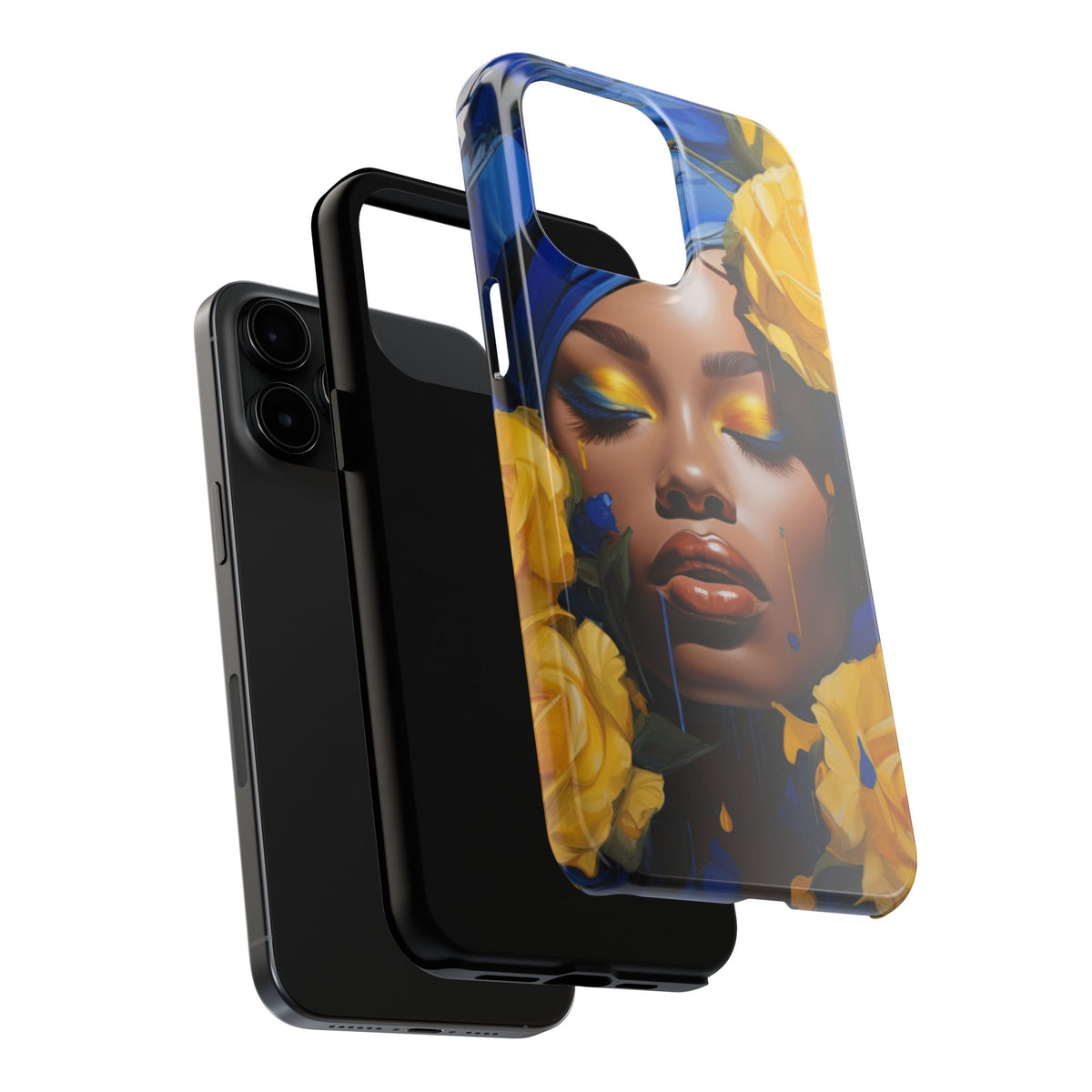 Stunning in Blue and Gold Beautiful Black Woman Tough Phone Case