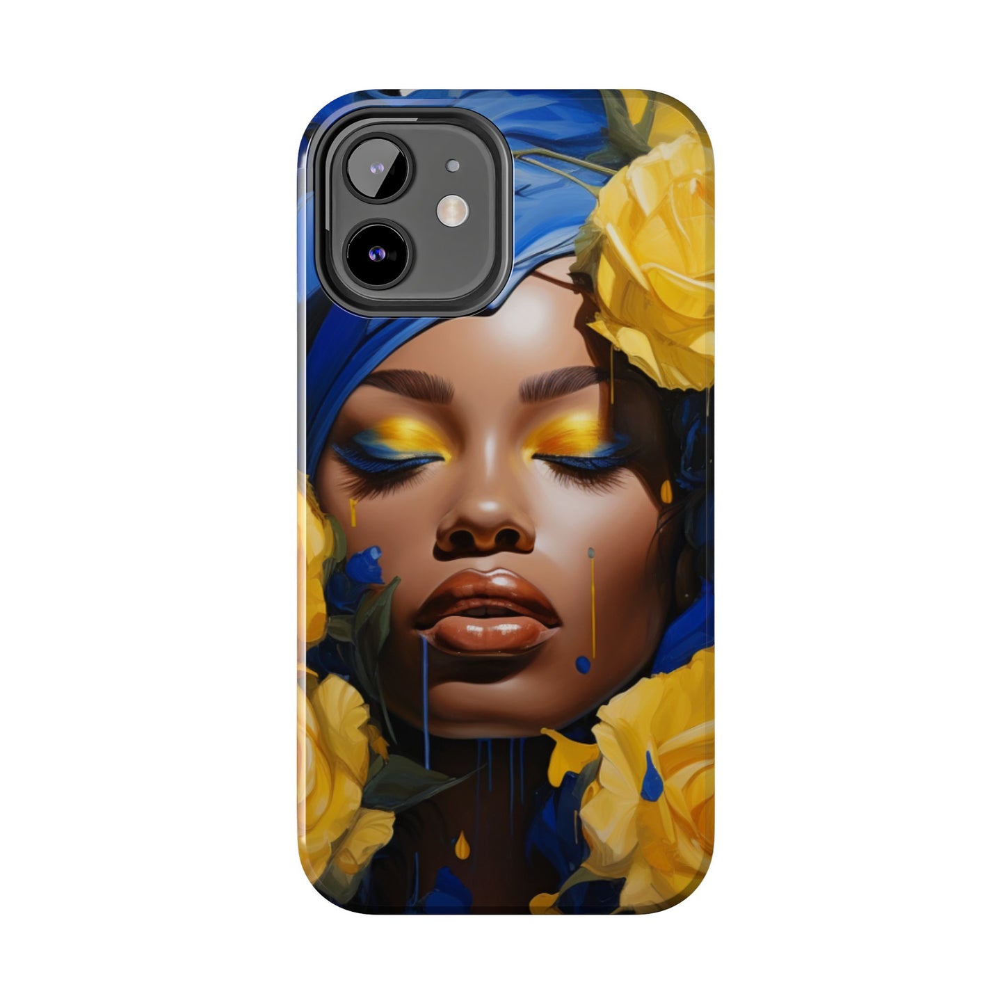 Stunning in Blue and Gold Beautiful Black Woman Tough Phone Case