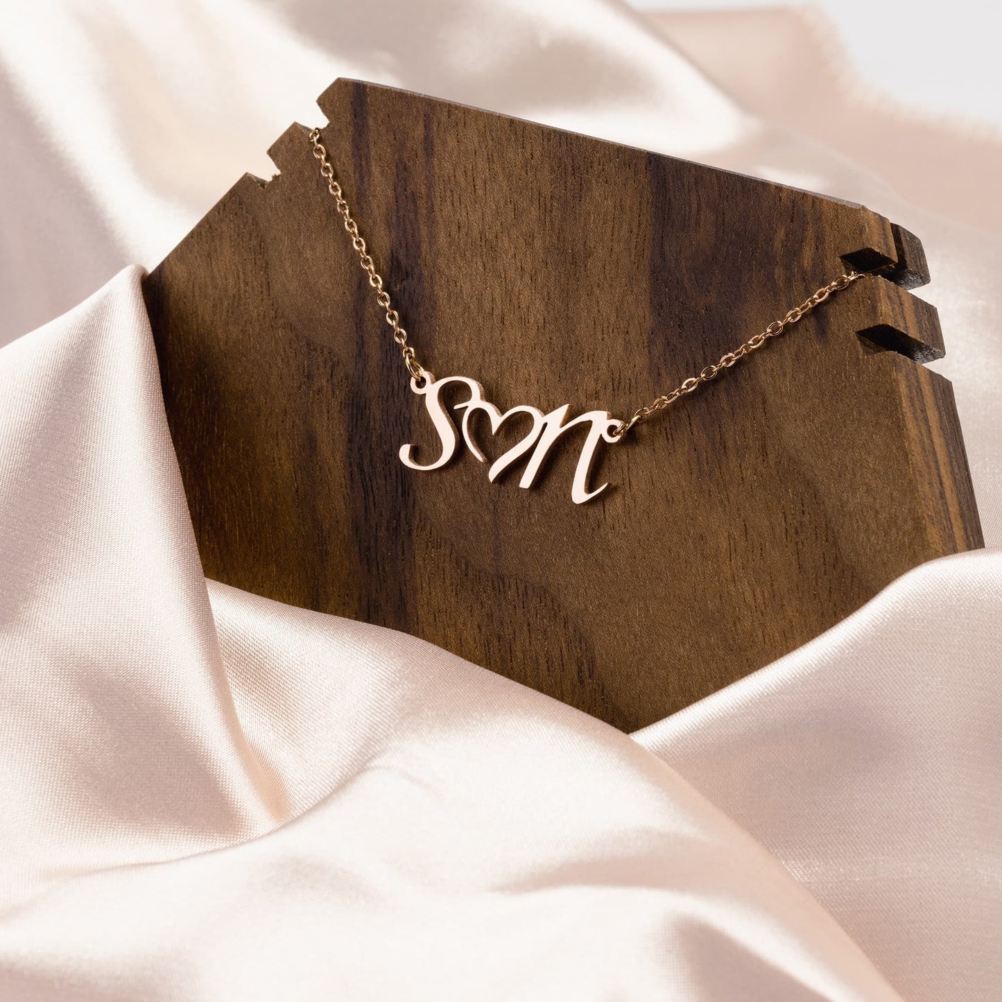 Double Initial With Heart Necklace