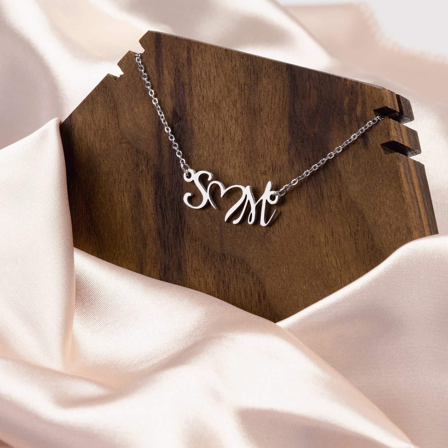 Double Initial With Heart Necklace